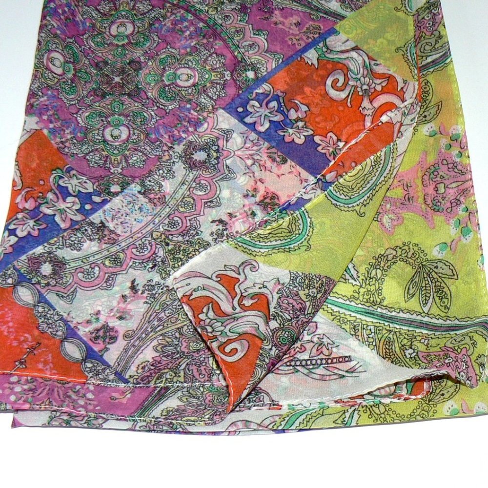 Multi Color 18" x 62" Long Chiffon Women's Scarf - Picture 6 of 7